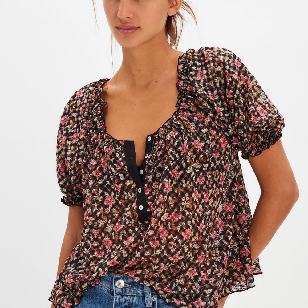 FREE PEOPLE Astra Peasant Top